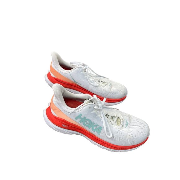Hoka One One Mach 4 Womens White Red Running Shoes sneakers size 10B sku 8829 - Picture 4 of 16